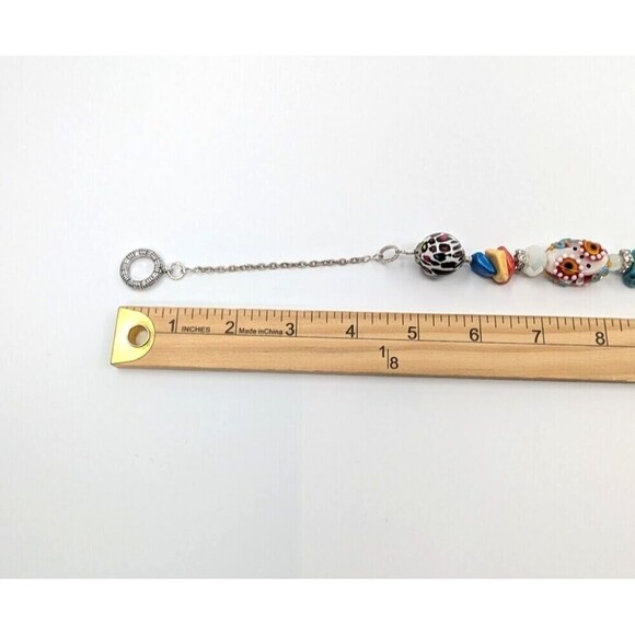 Chunky Necklace Glass Beaded Lampwork Boho Chic Eclectic Statement Piece Artsy - Picture 10 of 11